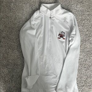 White Quarter-Zip Pullover with Browns Logo